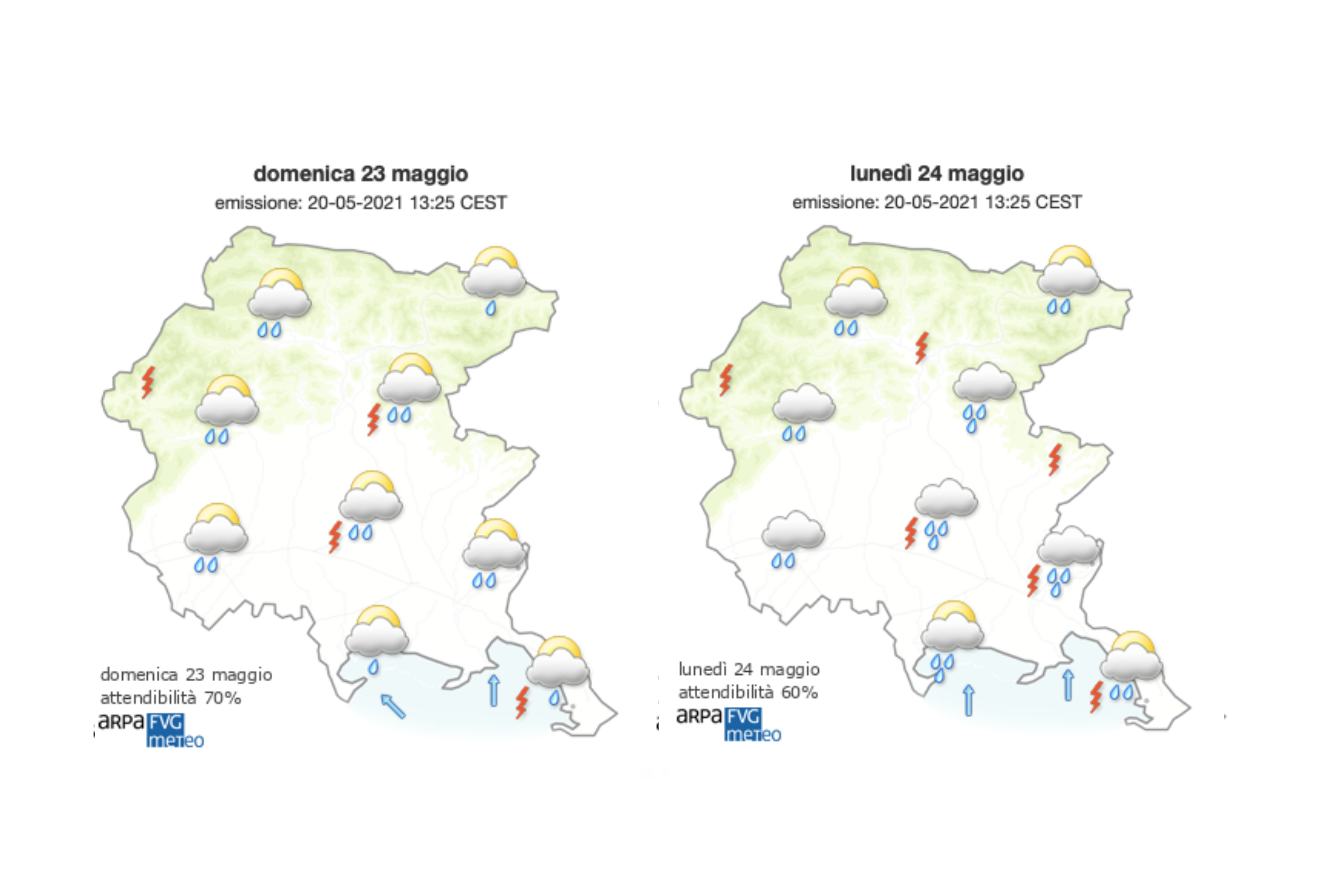 Domenica segnata dalla pioggia sul Goriziano, attese schiarite nel pomeriggio